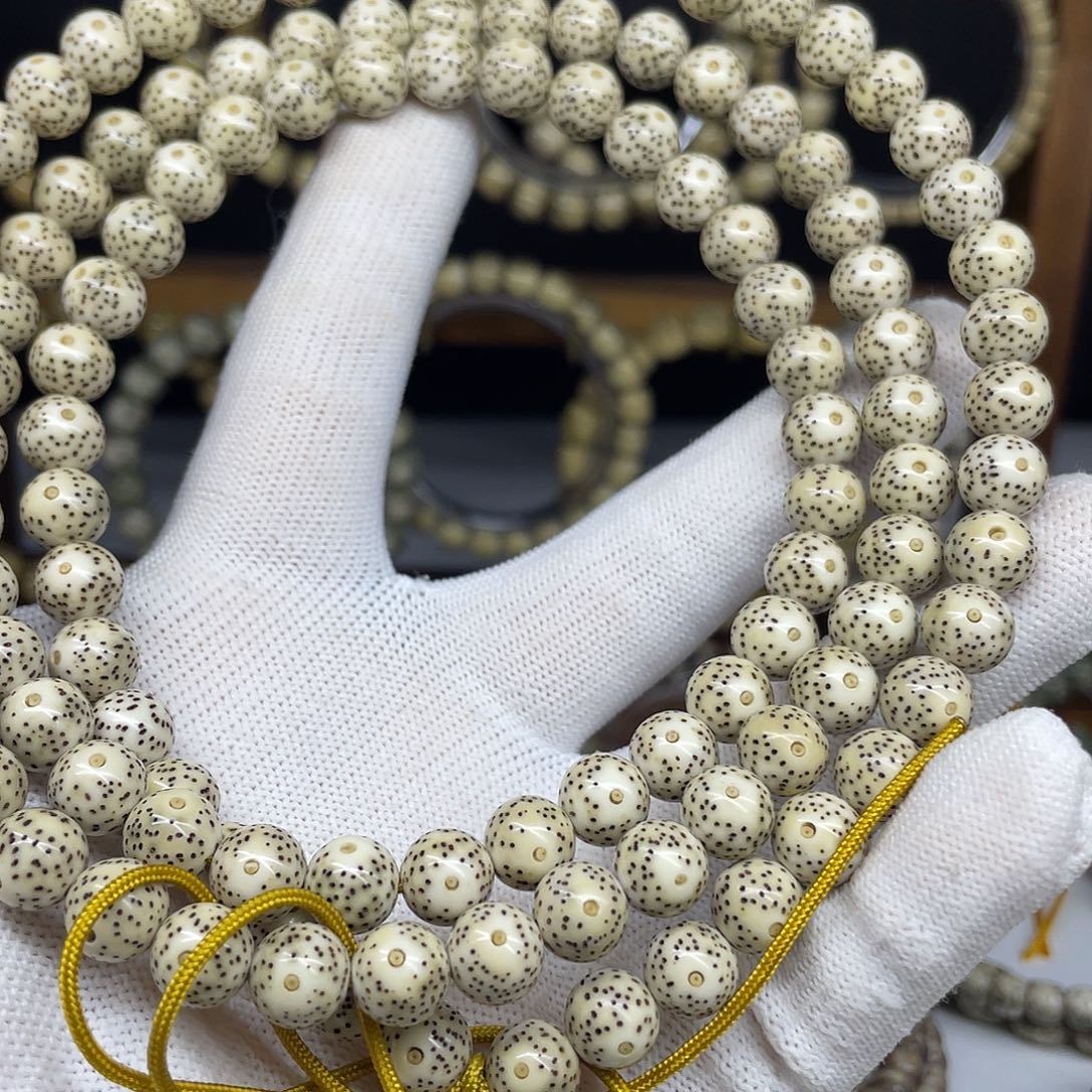 星月菩提手串9圆珠，骨瓷白大眼睛