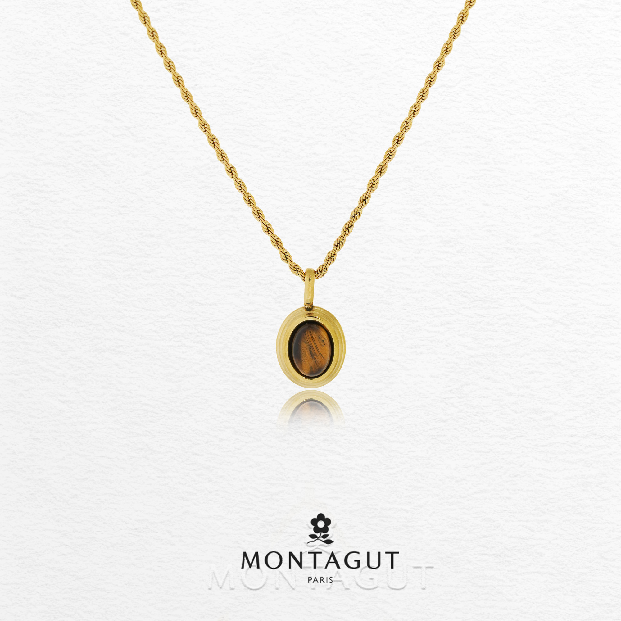 铜合金锆石项链 法国梦特娇轻奢系列金漾虎石项链40cm【3575】JJ