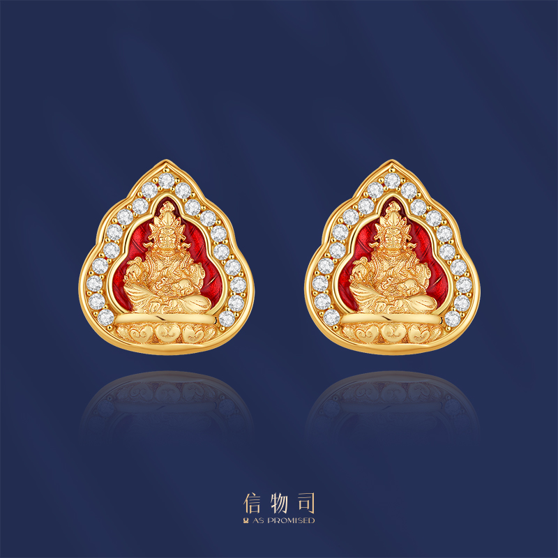925银合成锆石耳饰 财神耳钉 东方梵华系列轻奢气质古法中国风