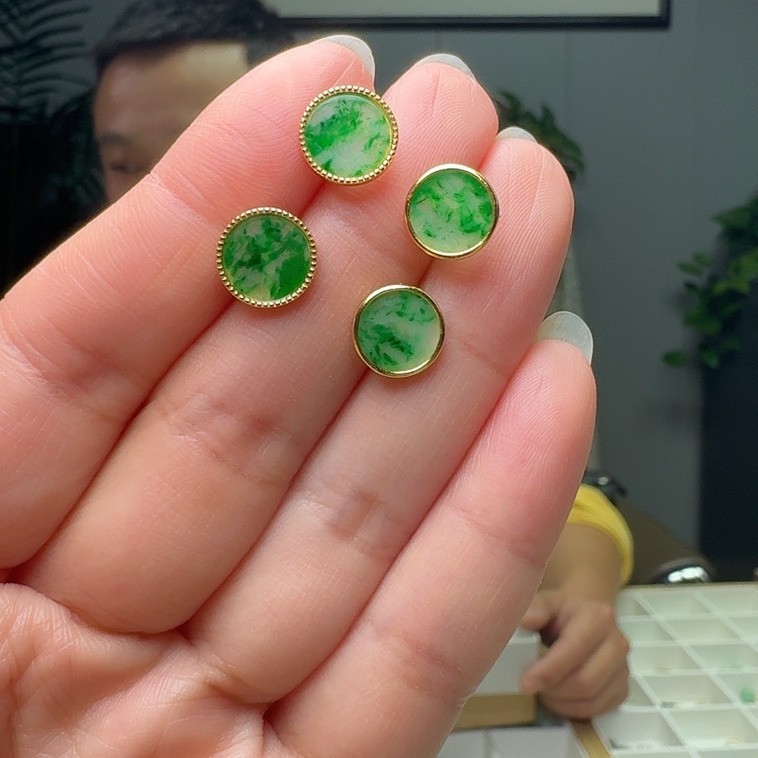 翡翠银S925镶嵌耳饰多样性发货其一