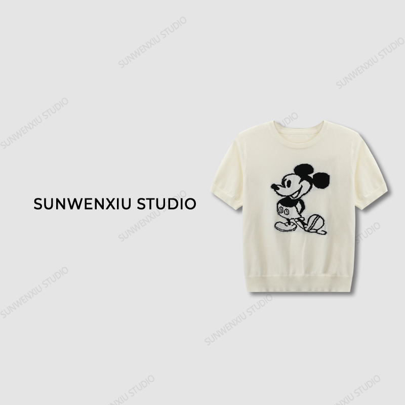 swx studio3店 "针织米奇“奶呼呼韩系卡通减龄夏季针织衫