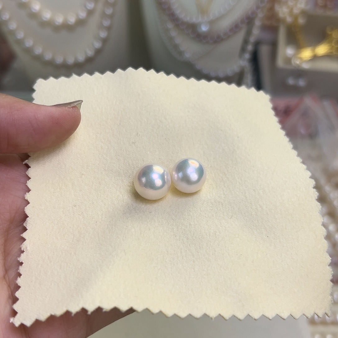 银S925镶嵌颈饰淡水珍珠11.5戴妃款耳钉