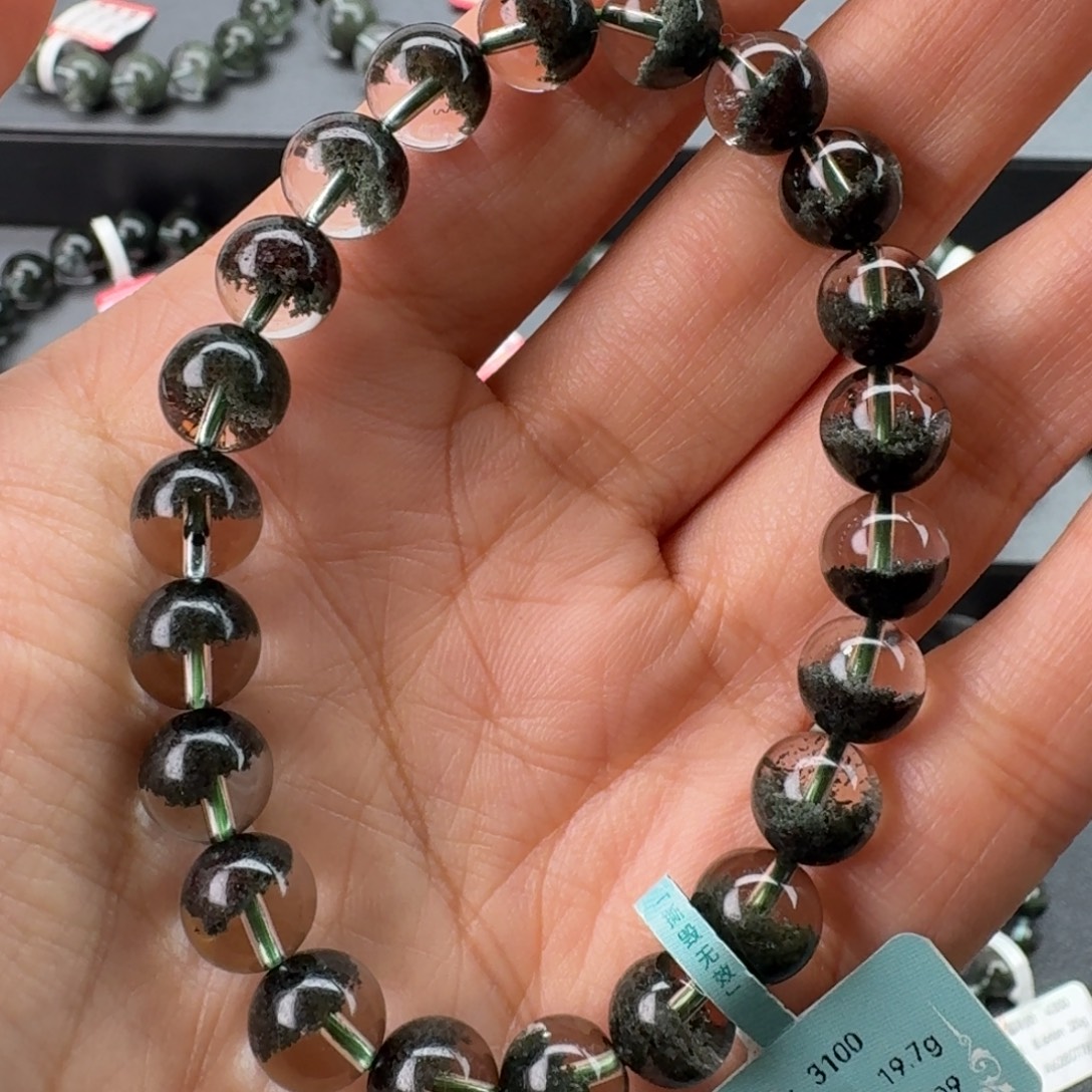 手链未镶嵌水晶天然绿幽灵聚宝盆8.6