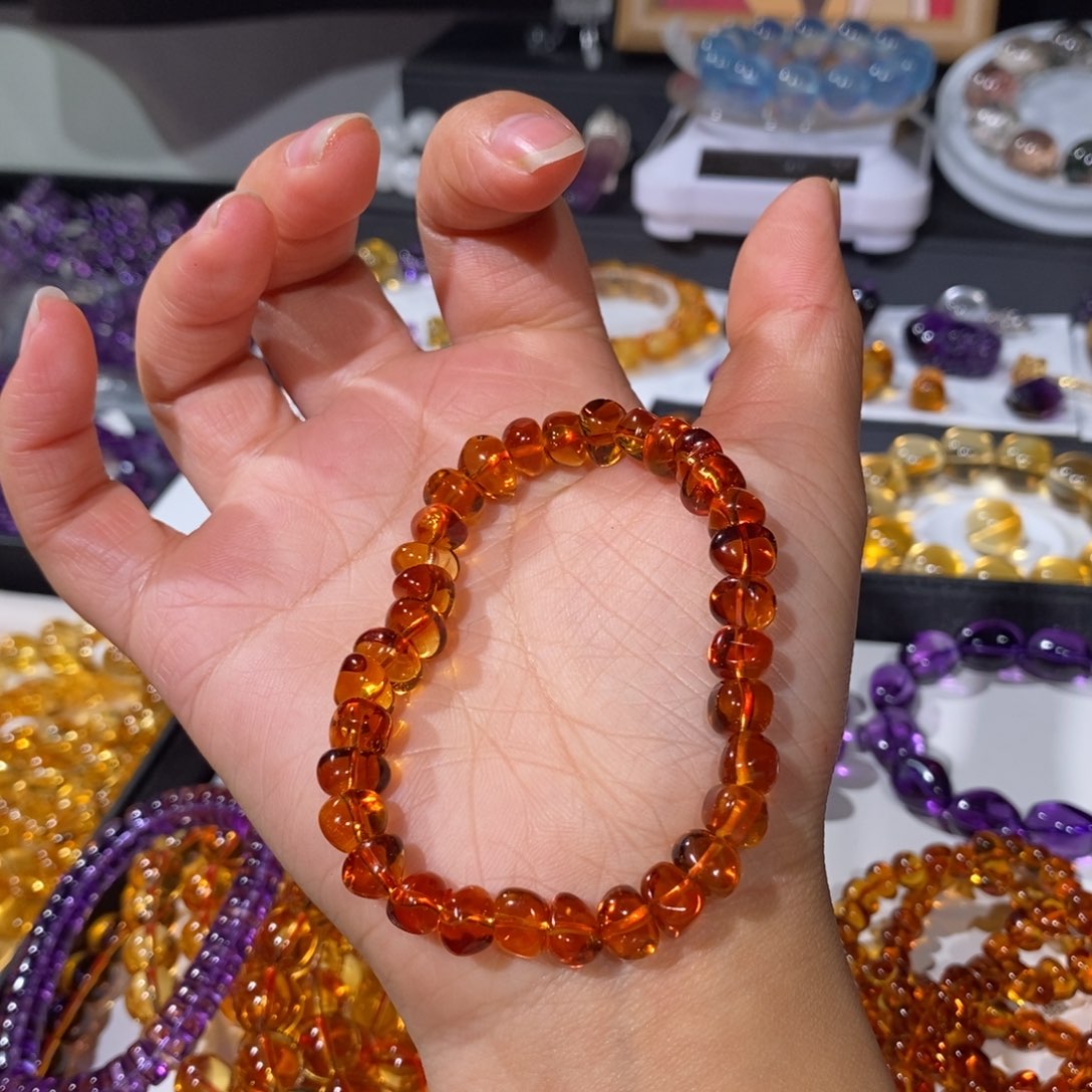 水晶未镶嵌手链收藏级金红