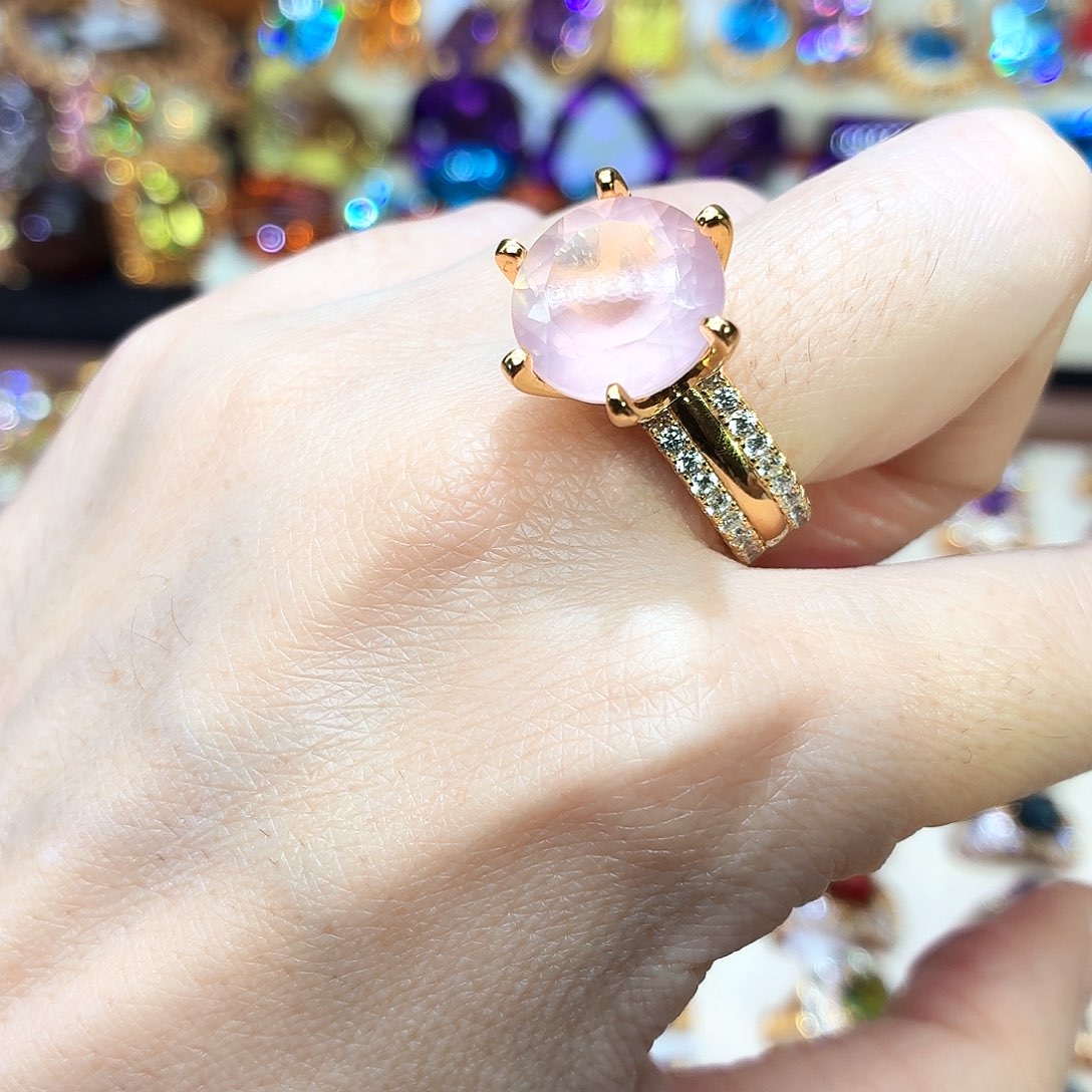 戒指芙蓉石银S925镶嵌