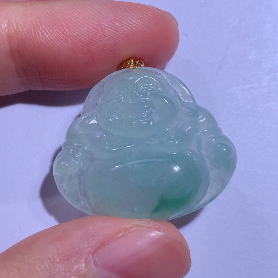 翡翠颈饰18K金镶嵌佛公