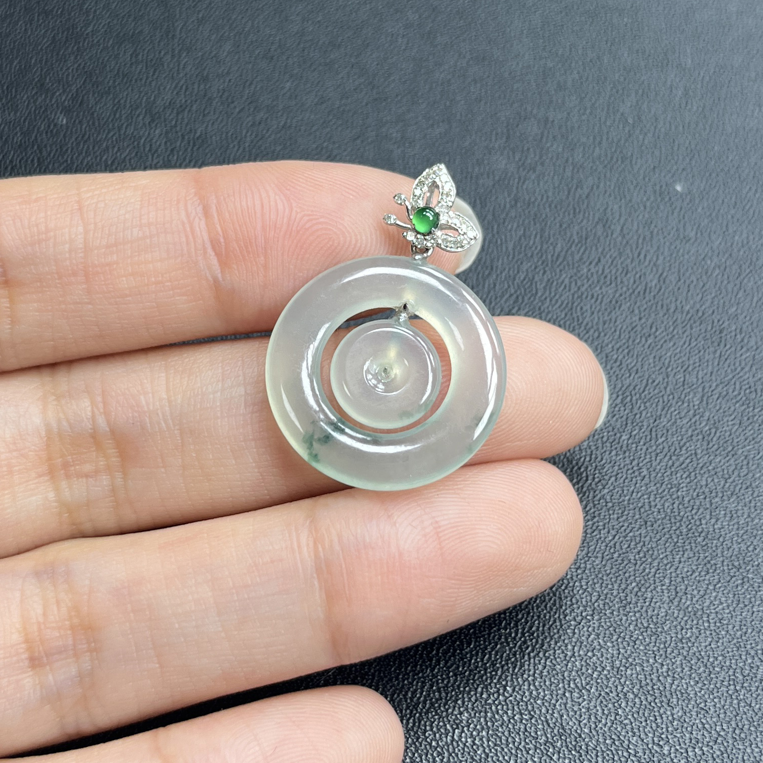 于于珠宝-天然A货缅甸翡翠冰种甜甜圈平安扣玉石吊坠20.6x2.8mm