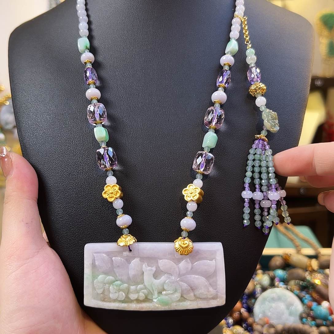 翡翠银S925镶嵌项链项链