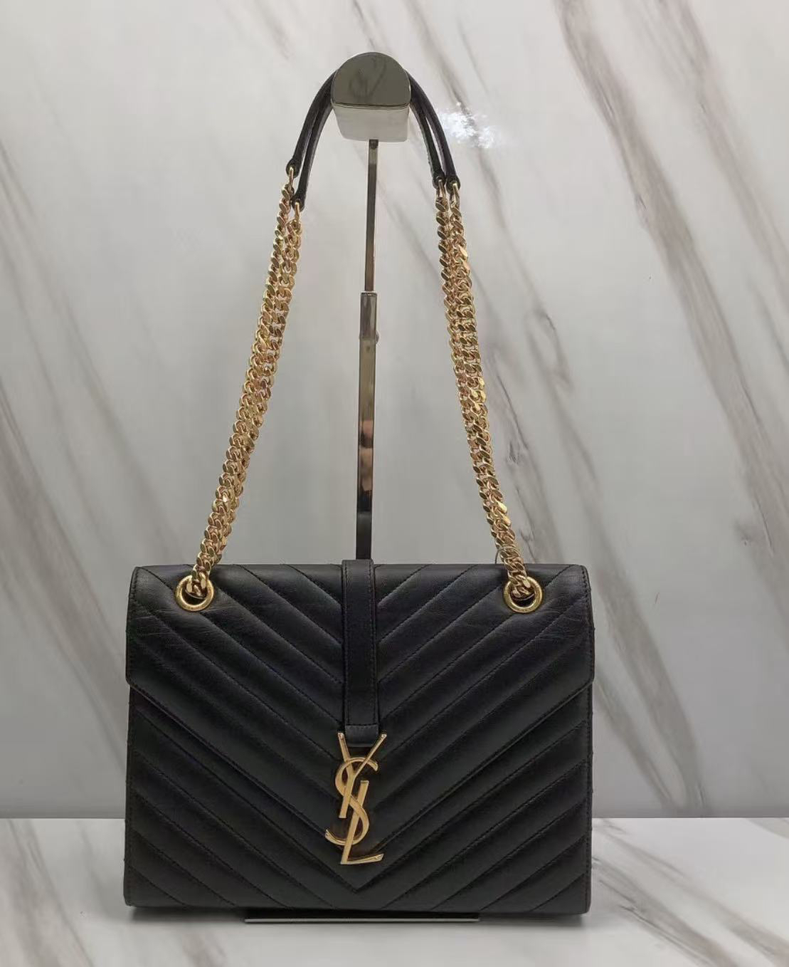 95新 YSL/圣罗兰 圣罗兰黑色大信封单肩包C1409