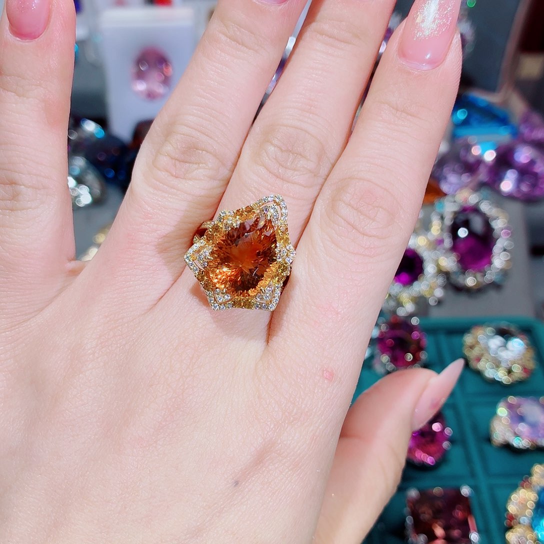 银S925镶嵌黄晶戒指戒指