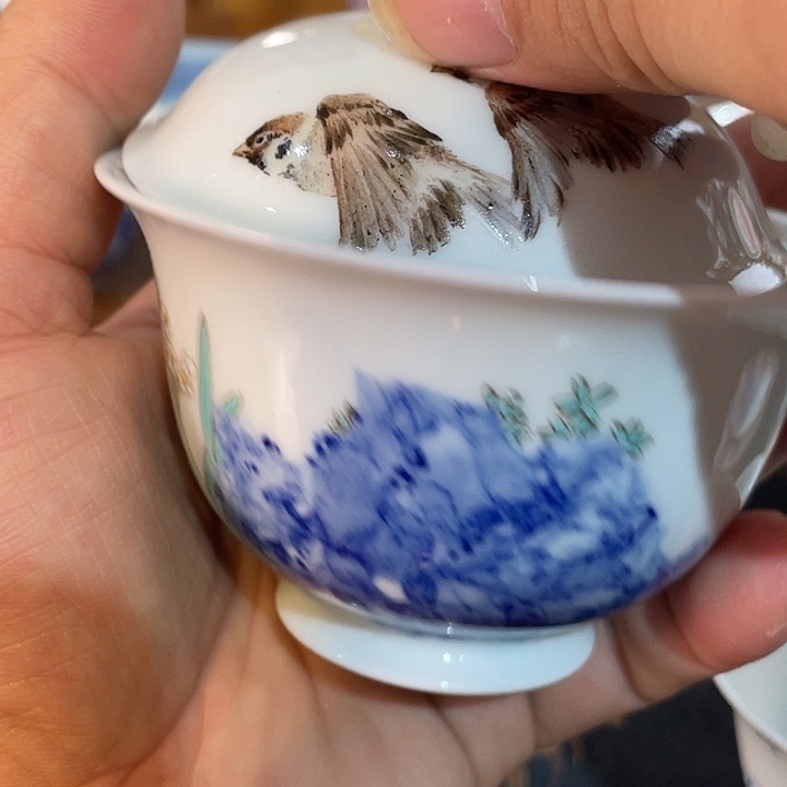 青花斗彩盖碗宝贝