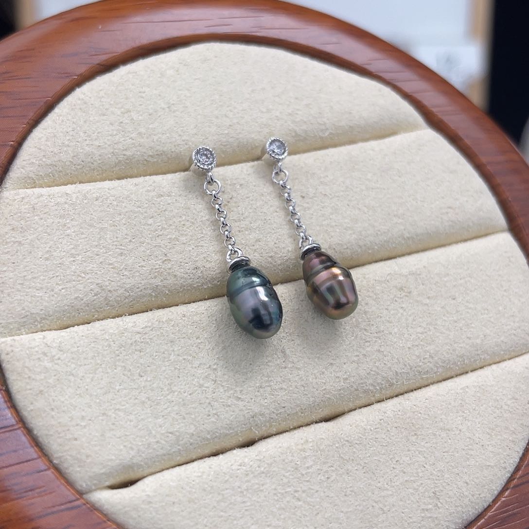 海水珍珠耳饰银S925镶嵌