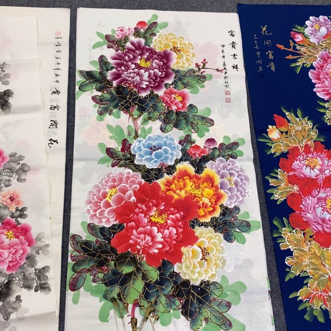 国画尺寸140✖️70四尺纯手绘国画牡丹