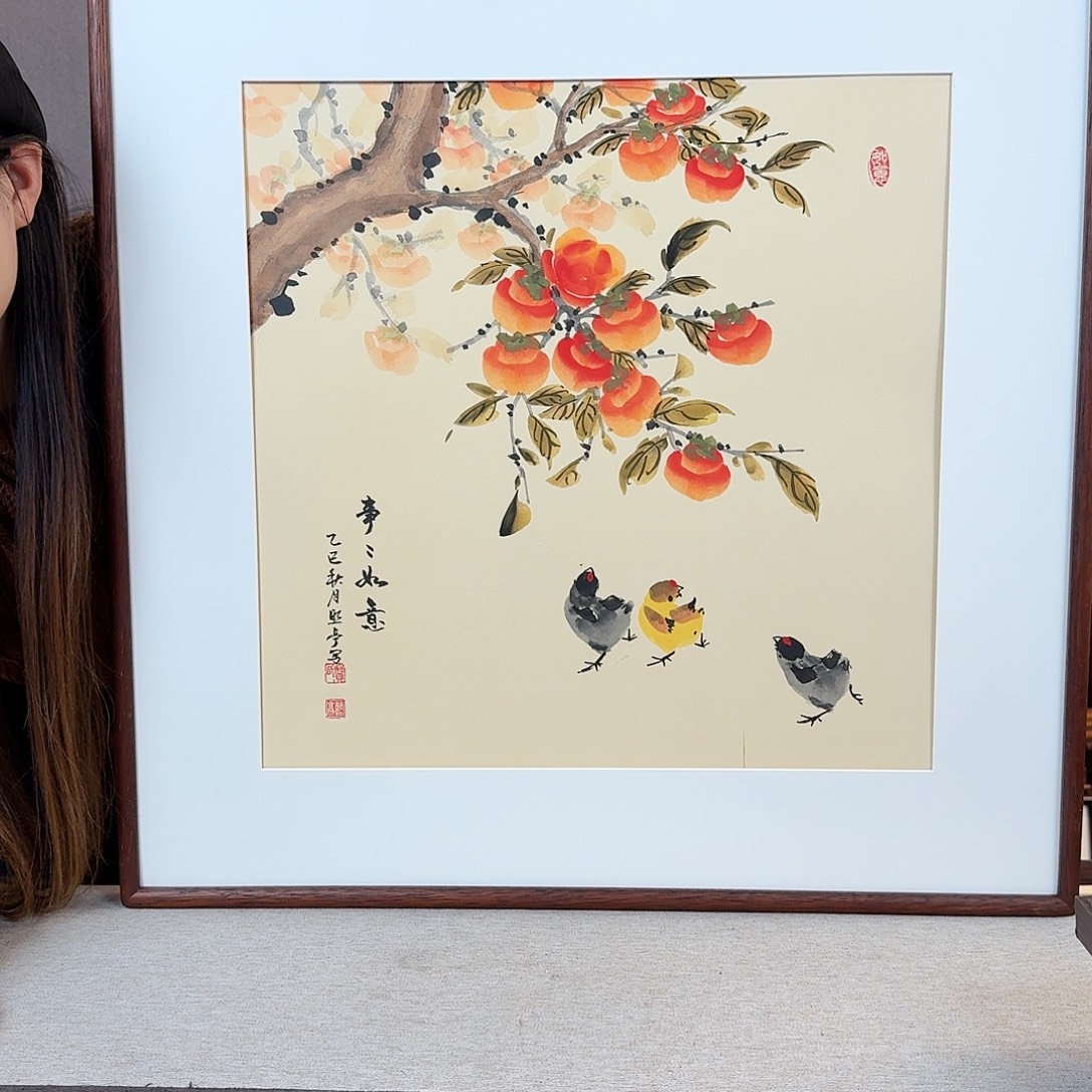 版画纯手绘，纯手写带框尺寸：70*70