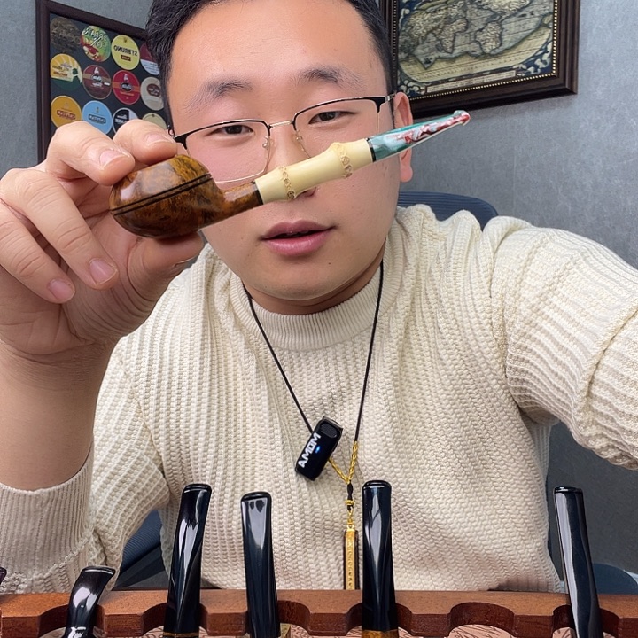 烟***。木质石楠木牛头竹节