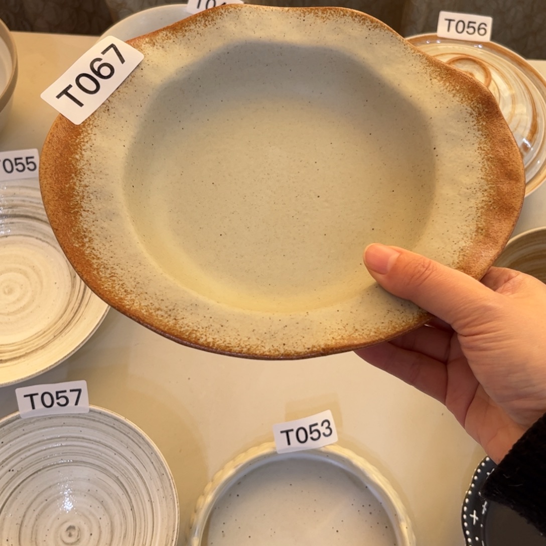 瓷景德镇粗陶复古盘碗