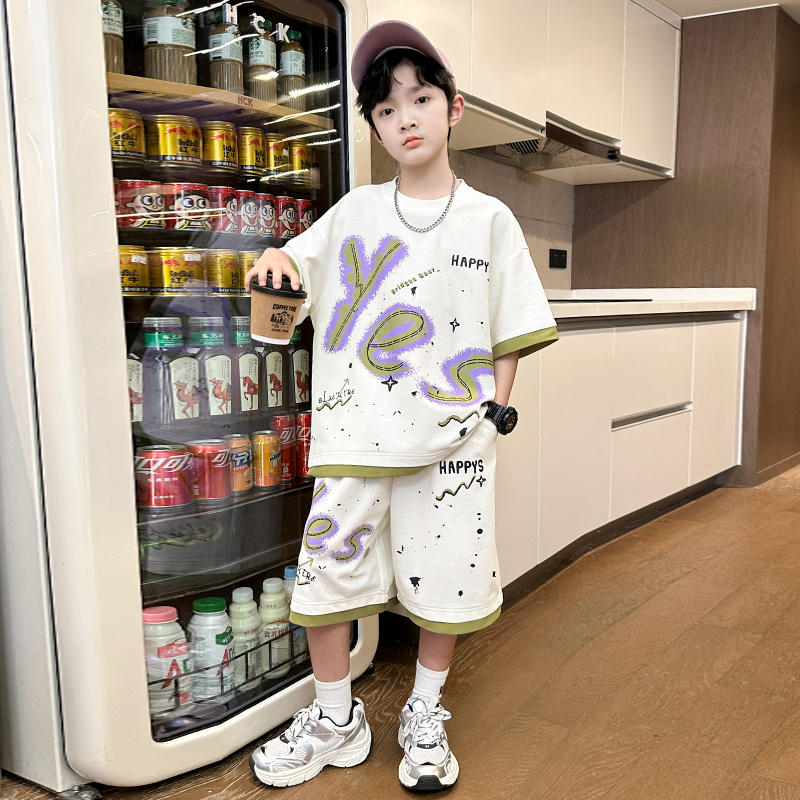 男童夏款套装2025新款休闲短袖套装酷帅网红潮B5243