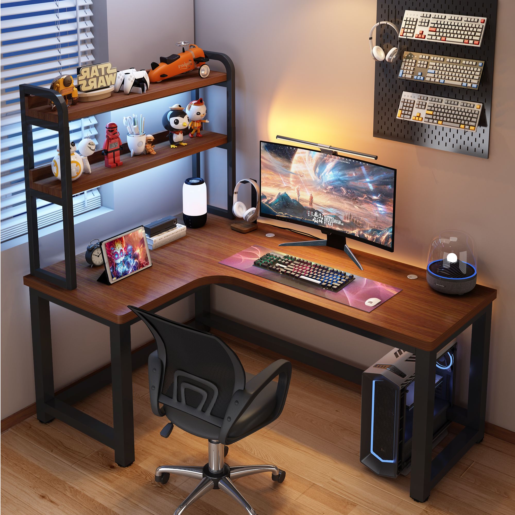 15MM双人转角电脑桌台式桌桌子电竞桌台式家用转角组合L型办公桌