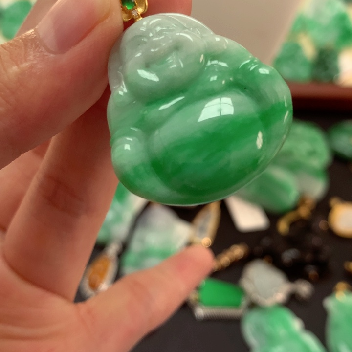 翡翠18K金镶嵌吊坠(不含链)