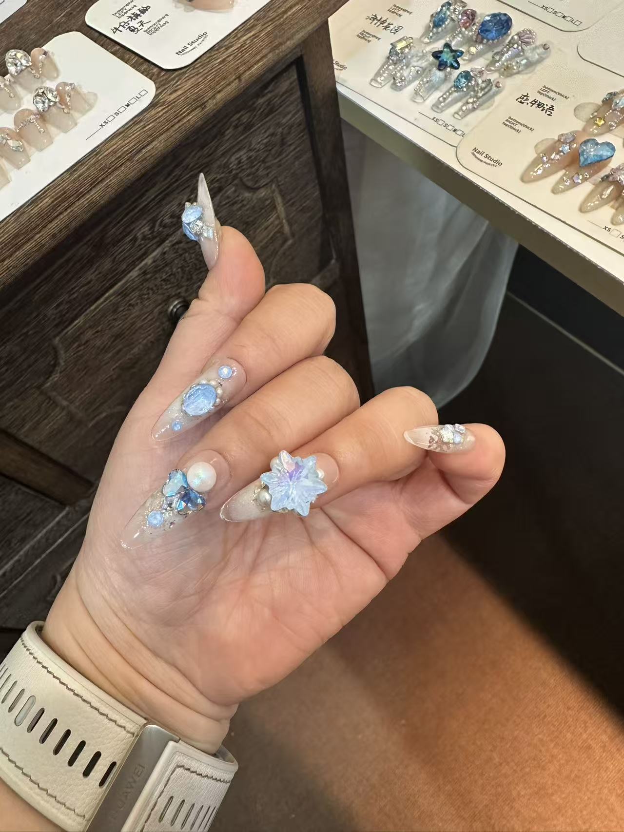 【蓝色的雪】施华洛全华款高级感可拆卸式穿戴甲