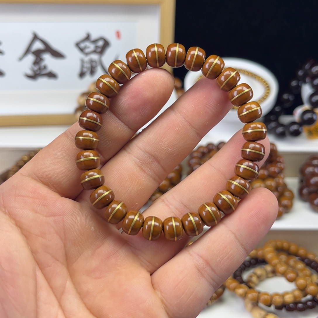 A***～紫金鼠手串紫金鼠镶嵌金腰带手串