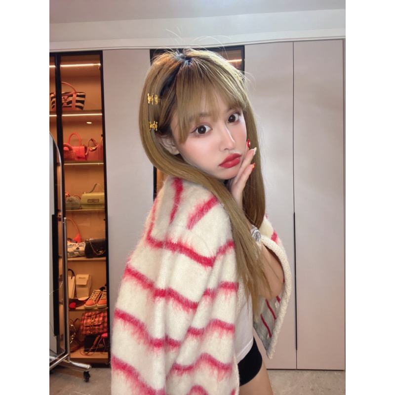 【HoorayLin】 条纹开衫外套小香风短款针织撞色春季上衣#QD111