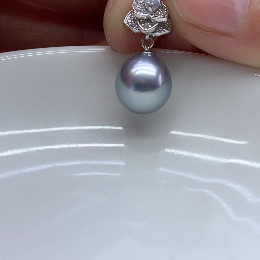 银S925镶嵌海水珍珠吊坠(不含链)