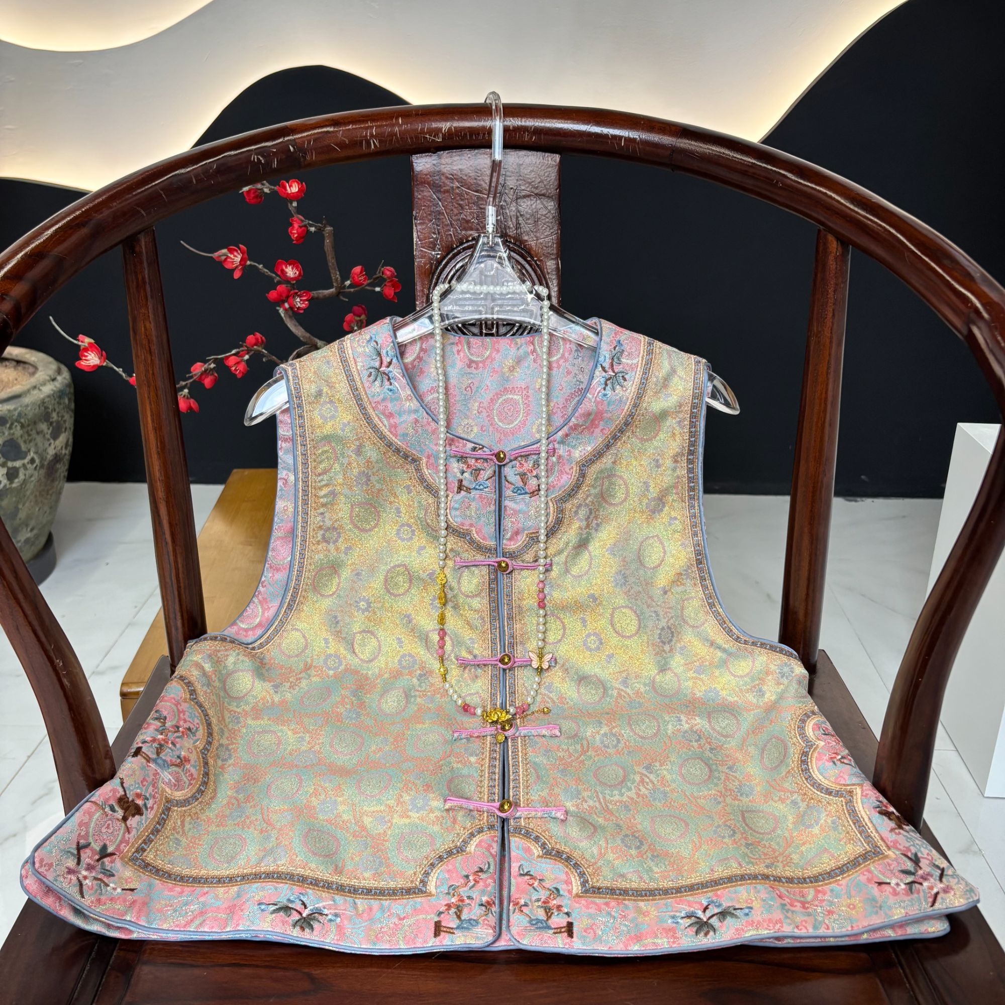 【金粉世家】非遗宋锦两穿马甲显贵气双面双穿高级百搭QS101