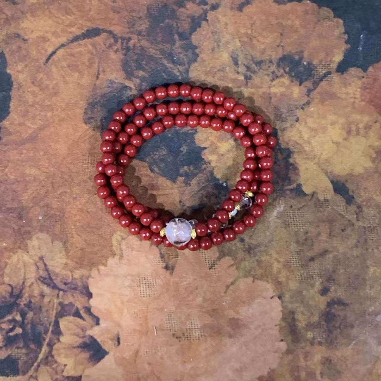 含辰砂工艺品含辰砂工艺品S1344-朱砂6mm多圈手串