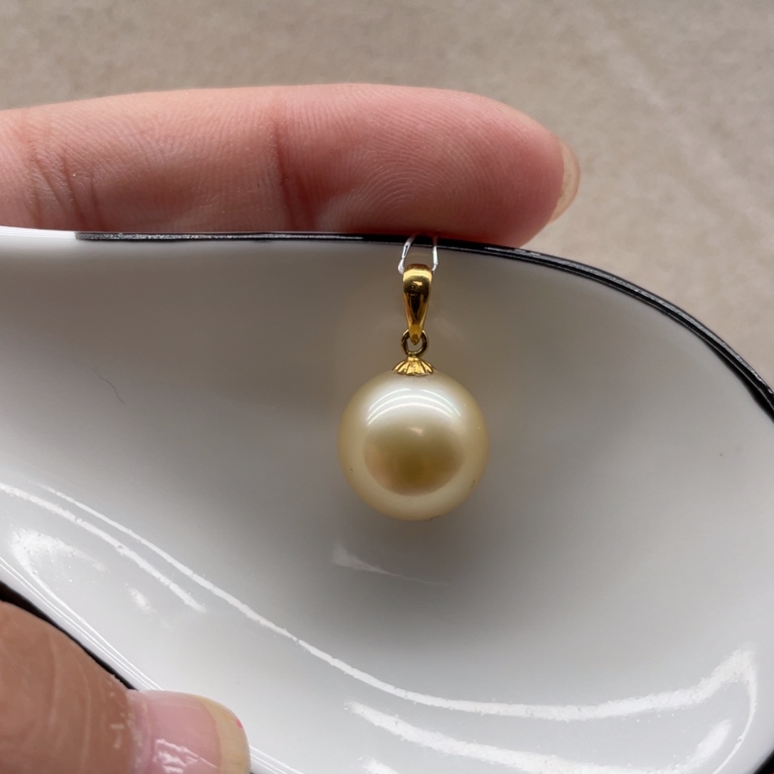海水珍珠吊坠(不含链)18K金镶嵌11-12mm