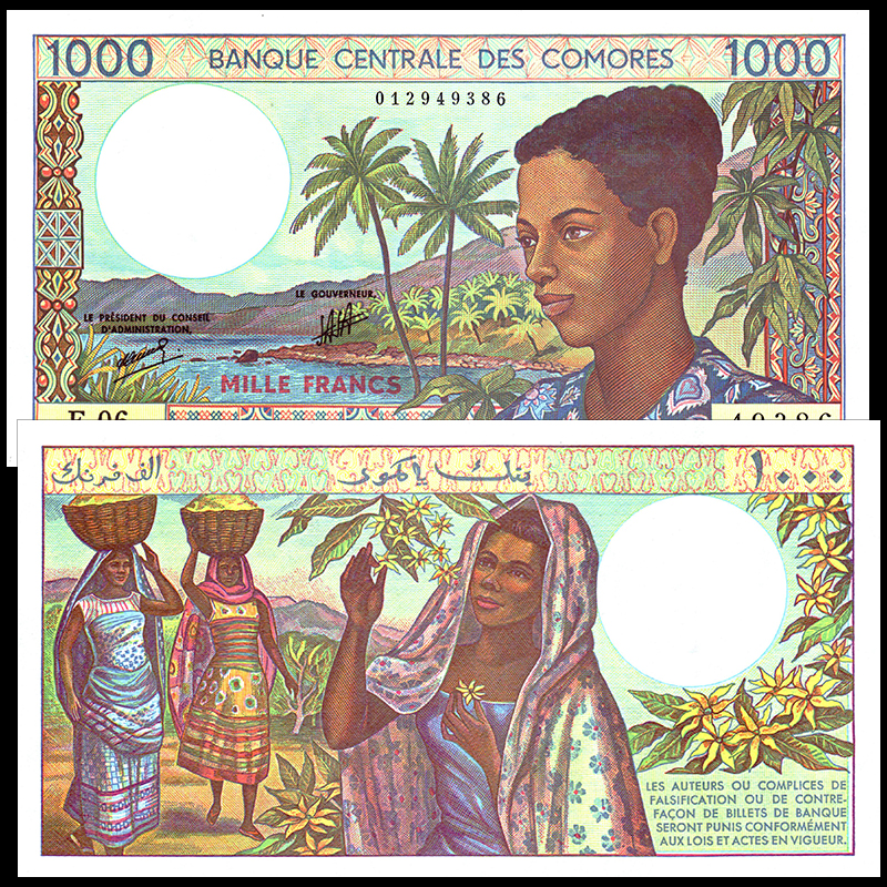 全新UNC 科摩罗1000法郎 1984(2004)年 非洲 纸币外币真品收藏