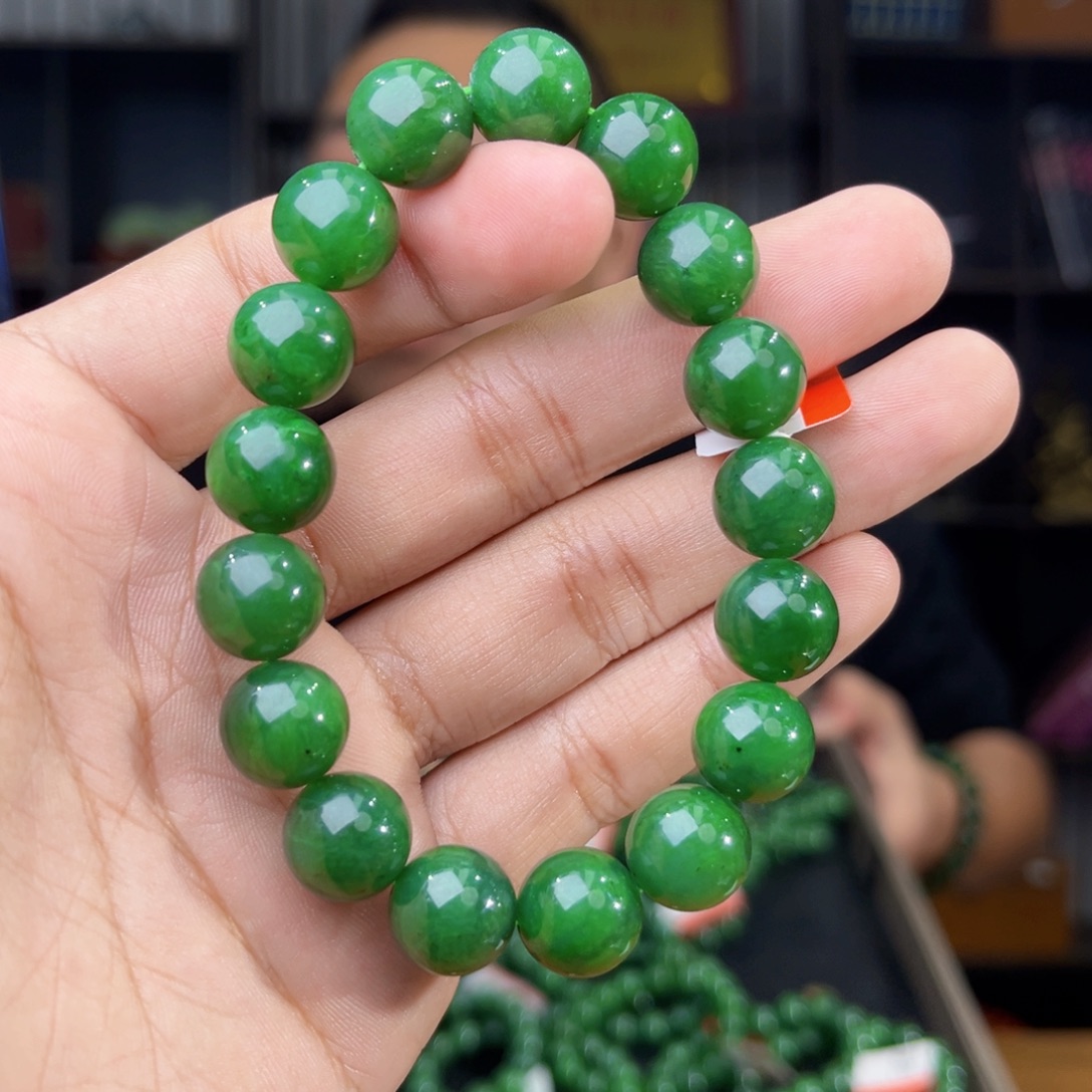 和田玉未镶嵌手串天然和田玉俄罗斯五号矿碧玉料卡12