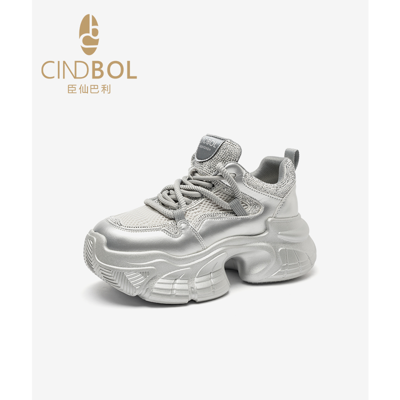 CINDBOL/臣仙巴利水钻春季老爹鞋系带潮流透气网面时尚休闲鞋024