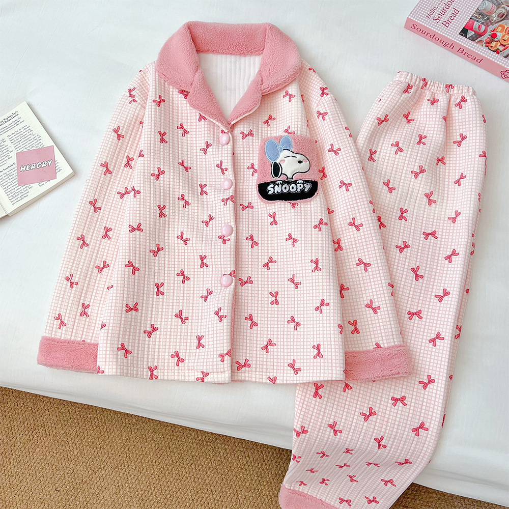 【史努比】加厚卡通保暖甜美公主风可爱家居服睡衣套装可外穿暖和