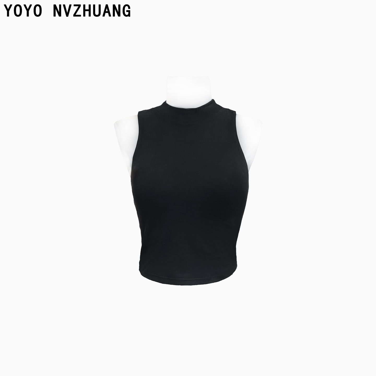 【瑜伽背心】女士高领口挂脖运动女性薄款内置胸垫跑步健身网球背心