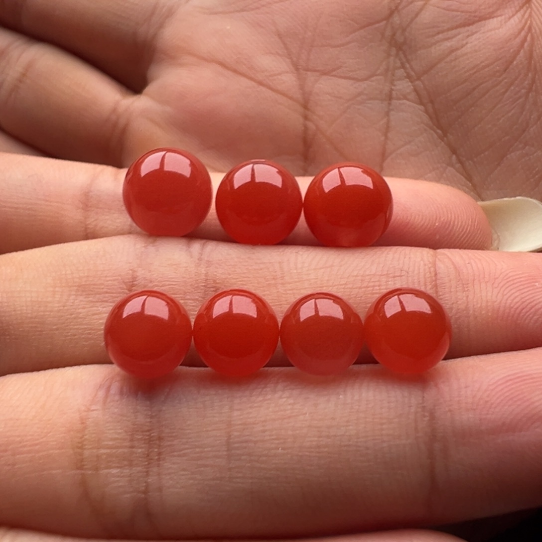 镜***艺南红玛瑙未镶嵌圆珠9.5圆珠9一对圆珠7