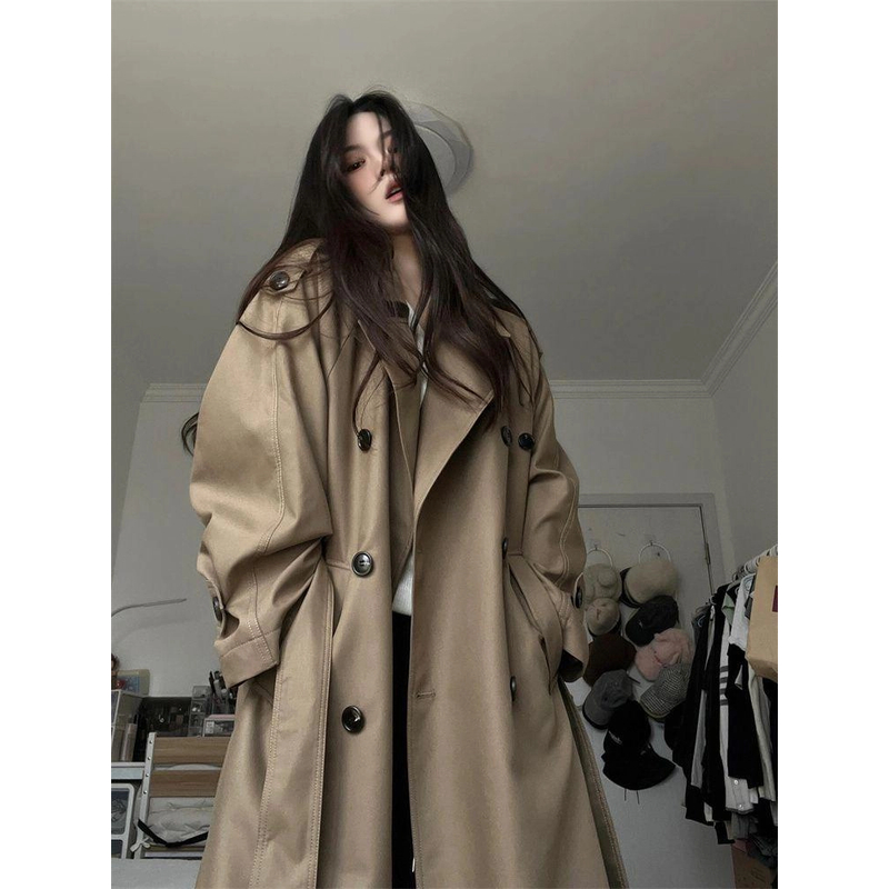 《巴黎旧梦》风衣2025新款英伦气质韩系双排高个子长款高级外套大衣