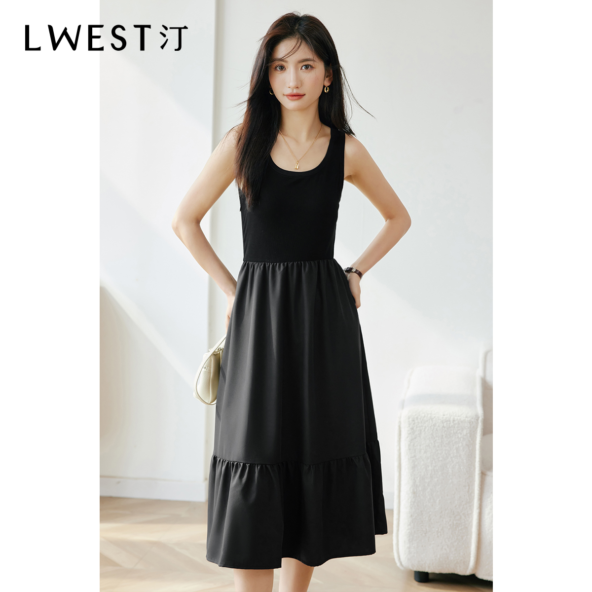 【女乔专属】朗文斯汀针织拼接无袖连衣裙DTYL4101D21033