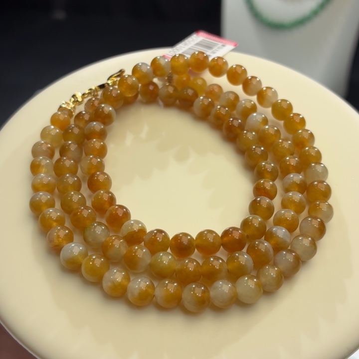 翡翠未镶嵌手链冰胶黄翡卡6
