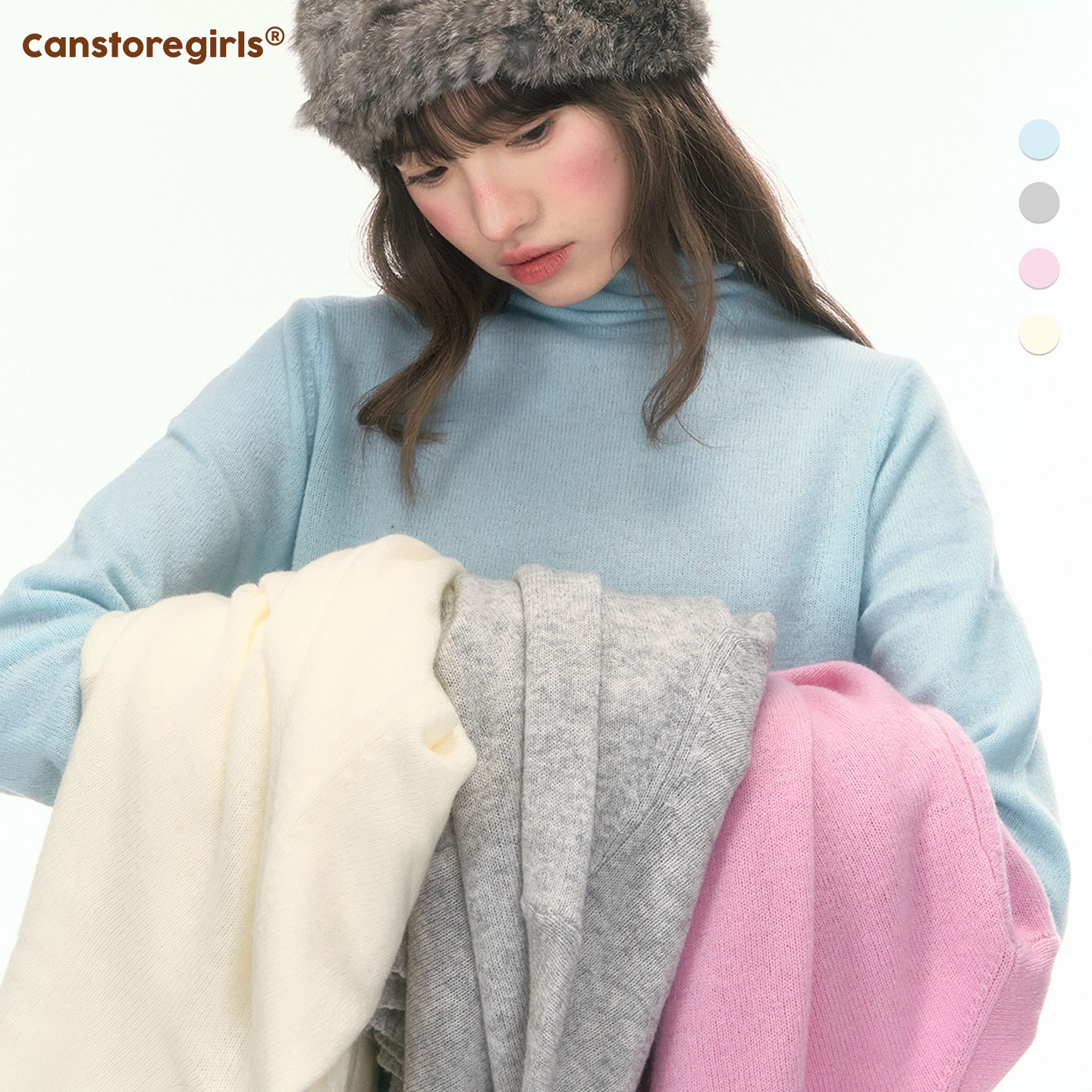 罐头士多所 '北欧织语'多色可选！亲肤堆堆领羊毛打底衫