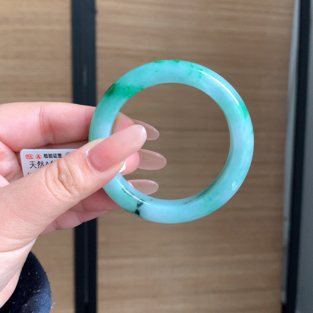 翡翠手镯未镶嵌12 53辣阳绿正圈