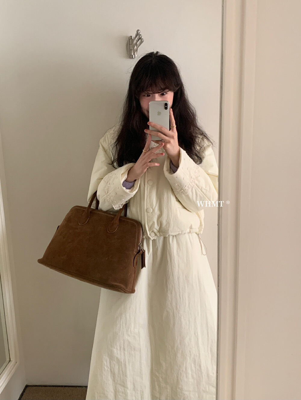 韩系复古蕾丝花边圆领保暖加厚A字半身裙套装