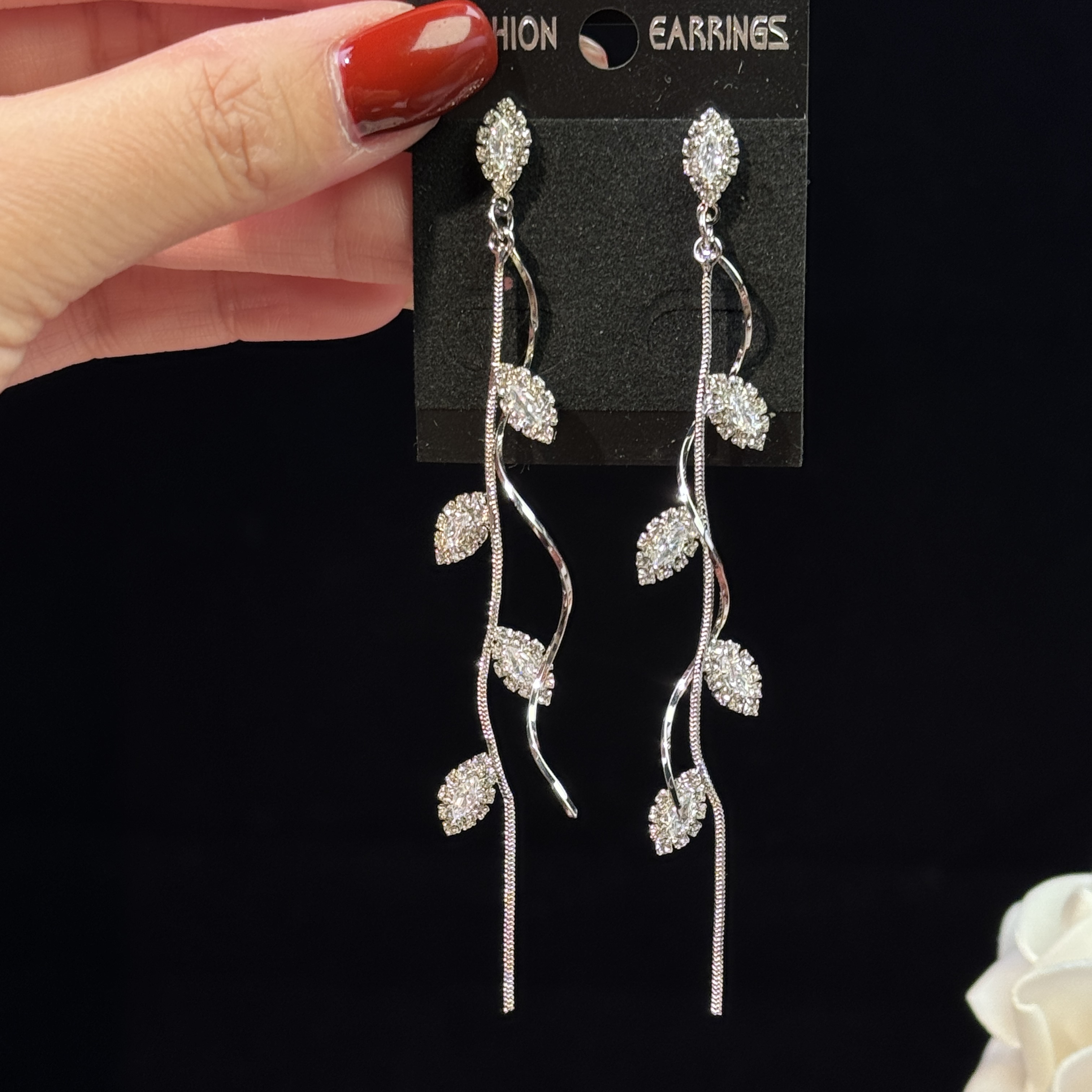 铜合金锆石耳饰 婉莹】小众高级感长款树叶流苏耳环时尚气质耳坠女
