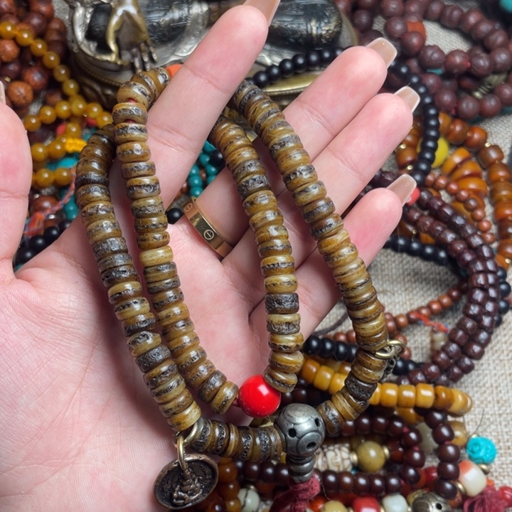 吊坠龙脊菩提藏传精品老年份牛嘎108