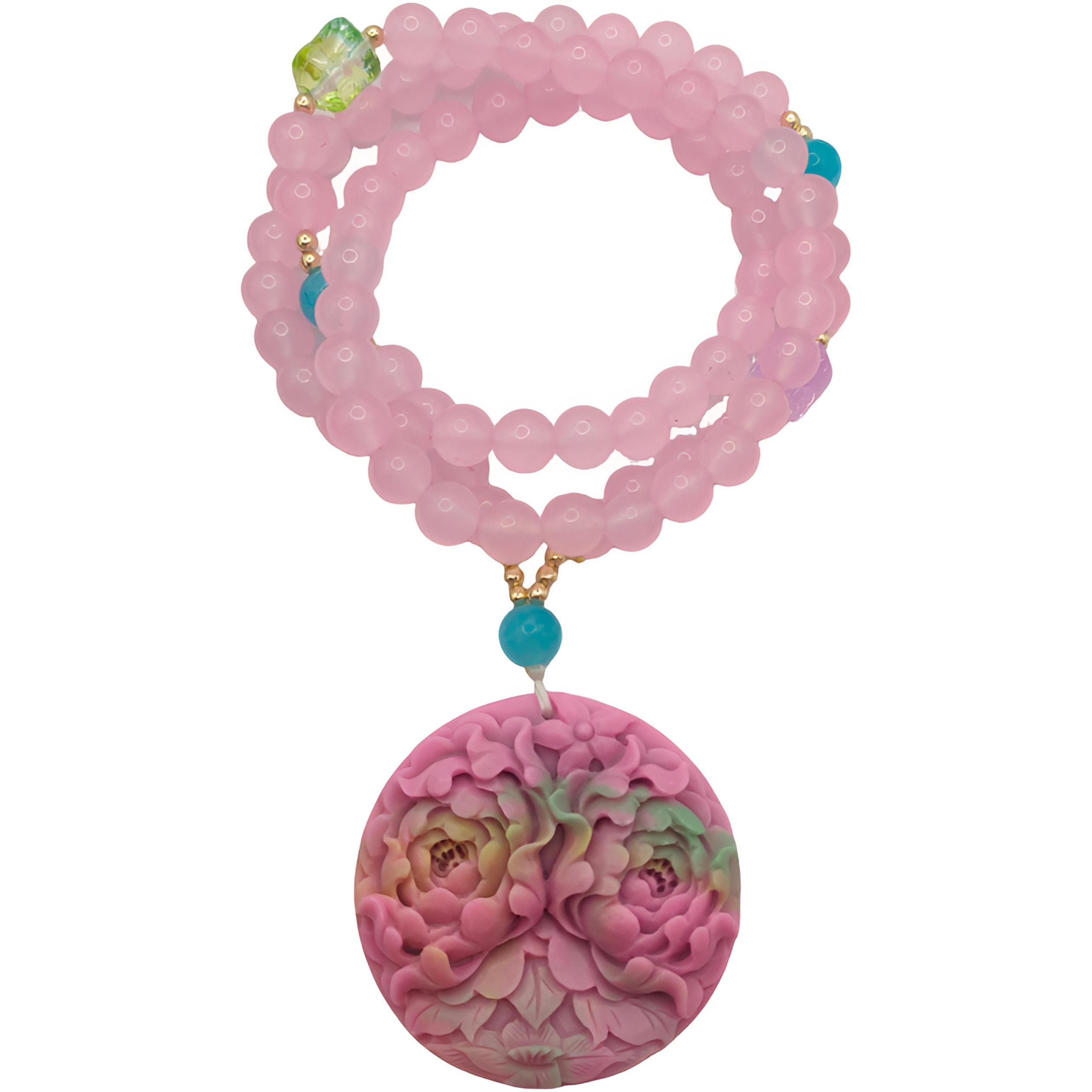 -高定珠宝盐源牡丹花吊坠XD103赠珠珠链多样性只发其一