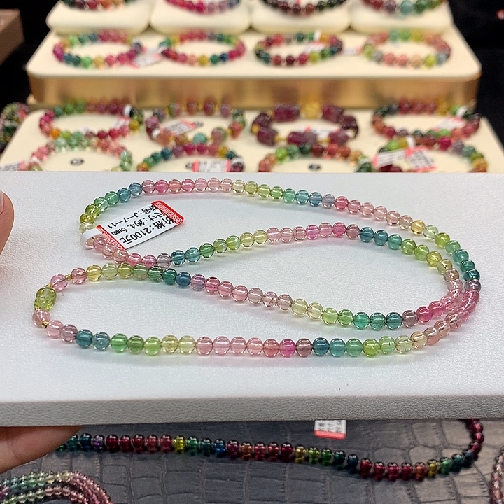 碧玺手链未镶嵌人鱼手串4.5mm