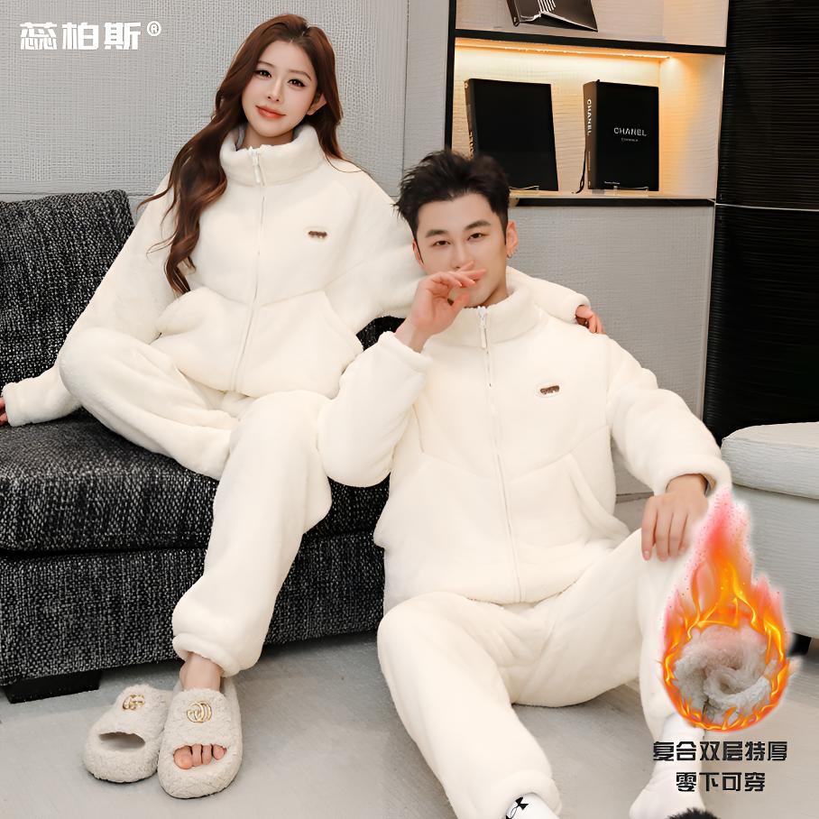 【加加厚零下可穿】情侣休闲家居服发财大口袋毛绒宽松保暖套装T