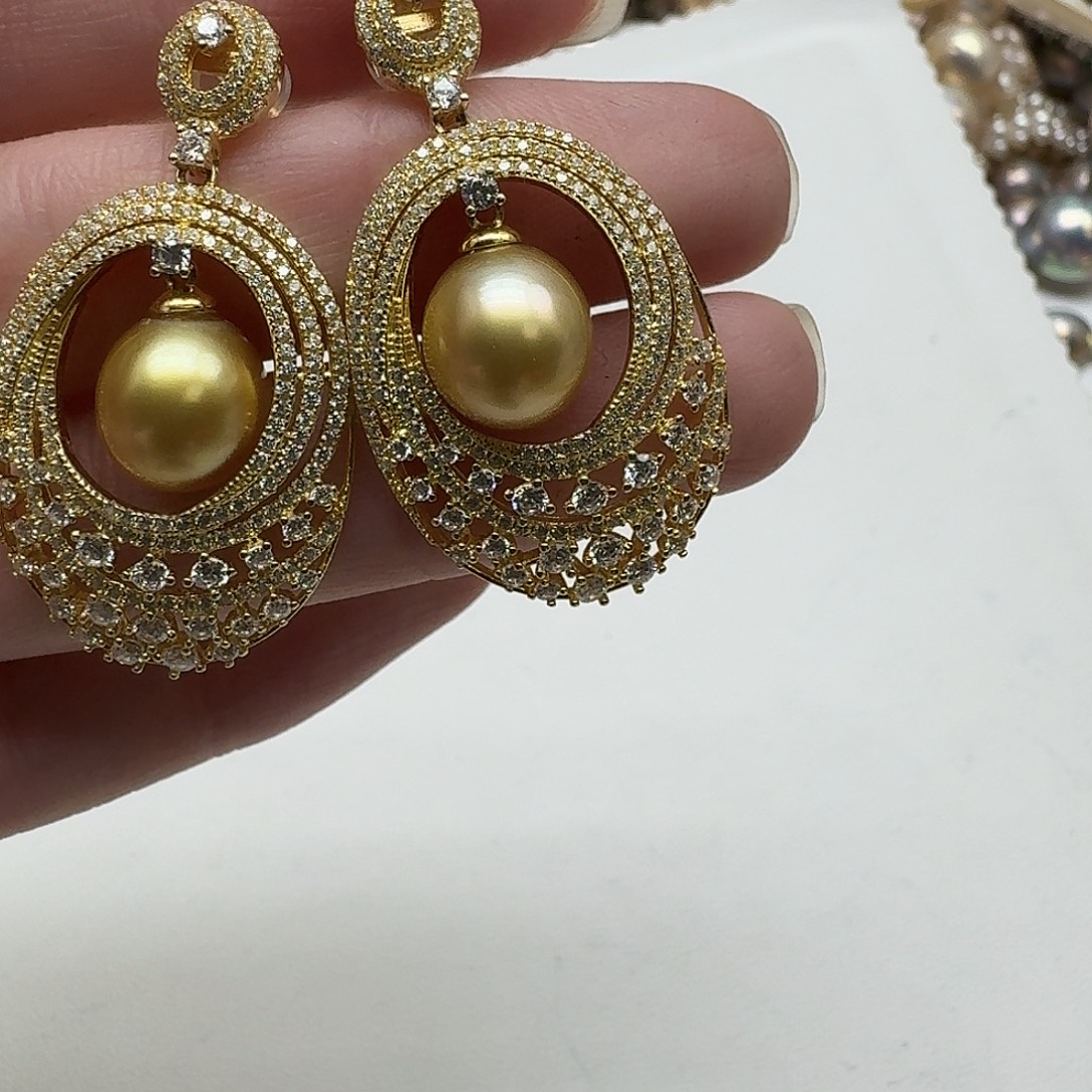 耳饰海水珍珠银S925镶嵌