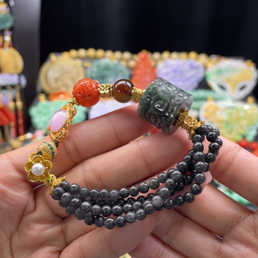 翡翠手链未镶嵌代编织