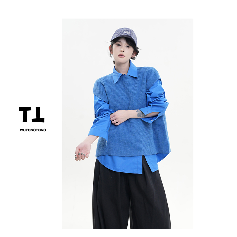 吴童童现货【微光】春季薄款针织背心马甲女无袖纯色上衣61864